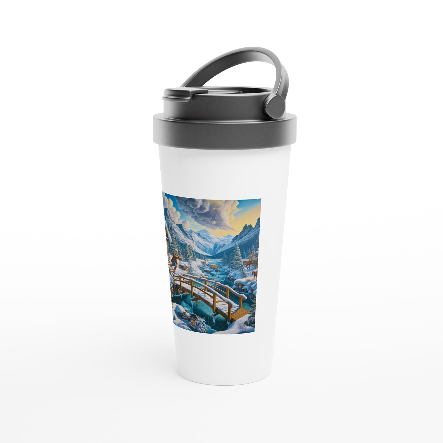 White 15oz Stainless Steel Travel Mug - Winter 53