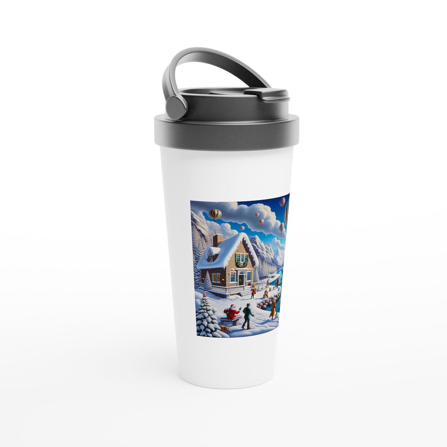 White 15oz Stainless Steel Travel Mug - Winter 145