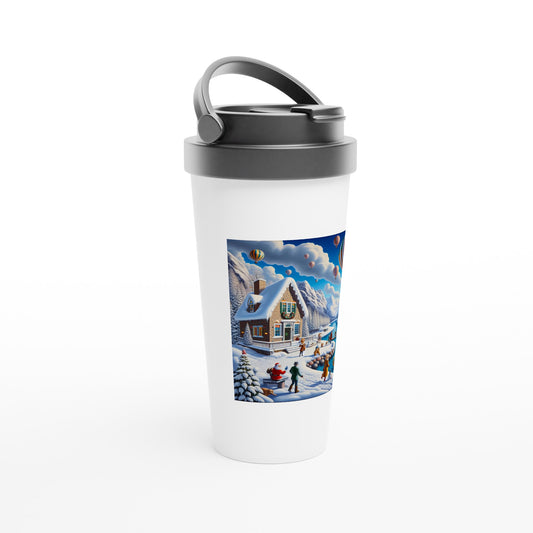 White 15oz Stainless Steel Travel Mug - Winter 145