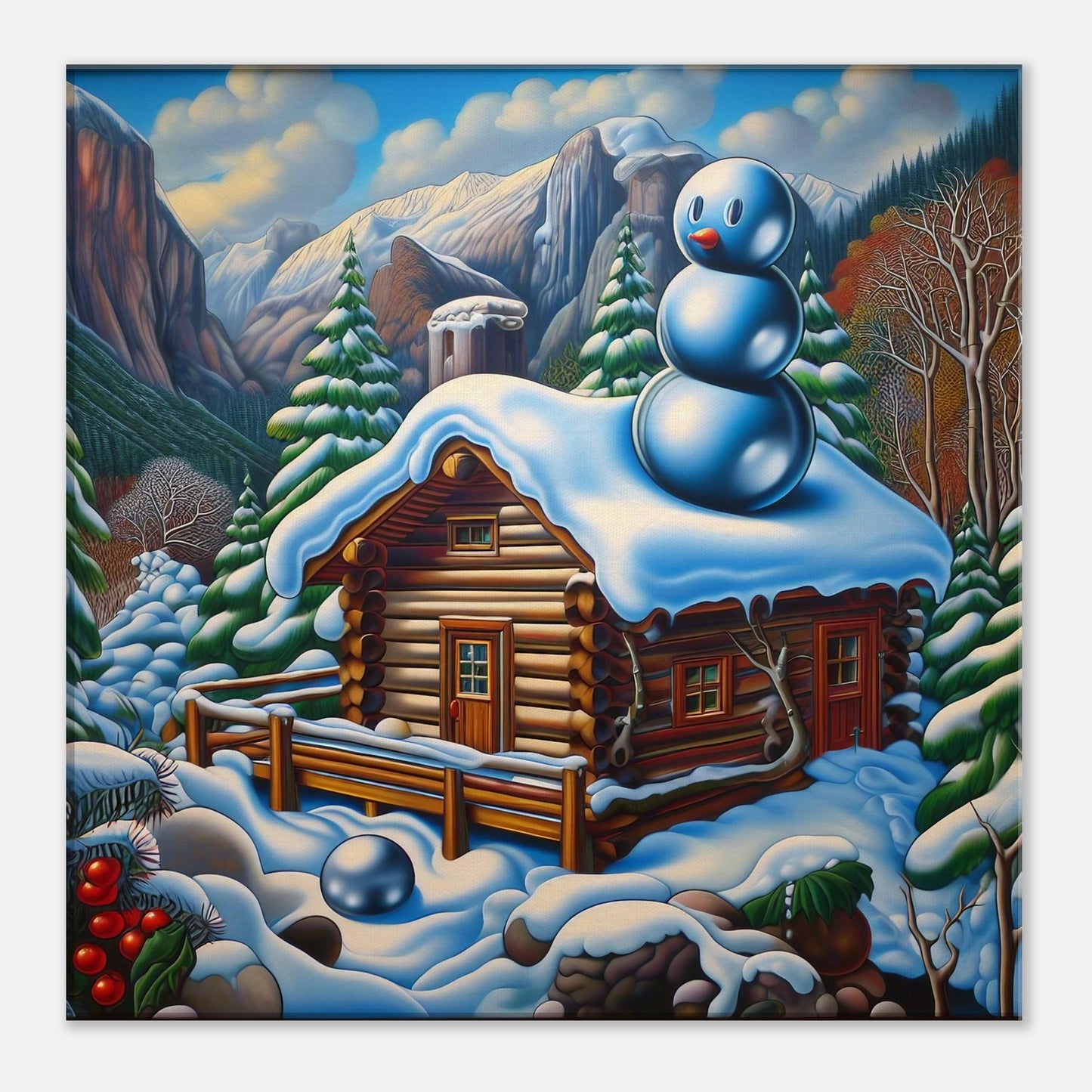 Wall Art - Winter 22 - Snowman on rooftop