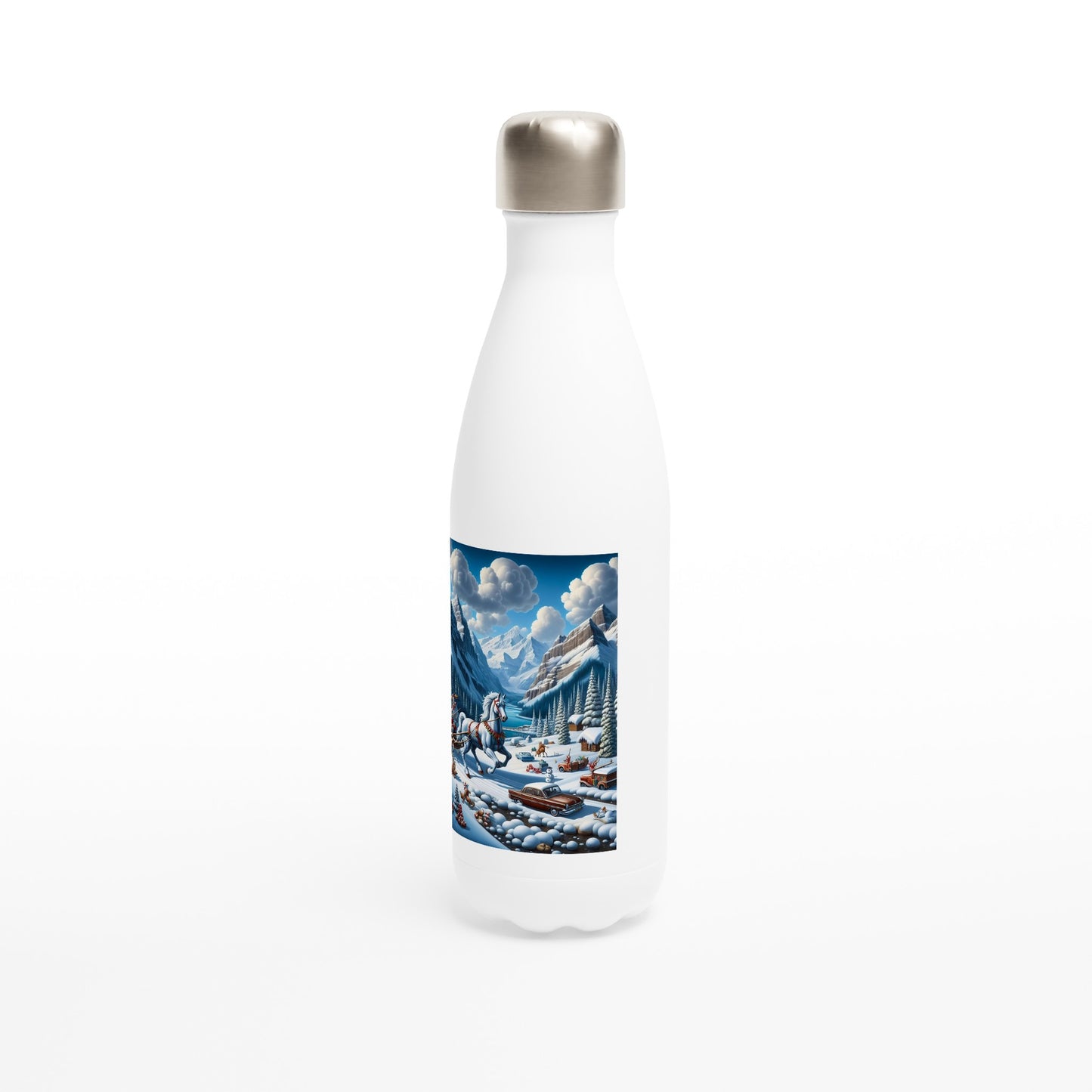 White 17oz Stainless Steel Water Bottle - Winter 107