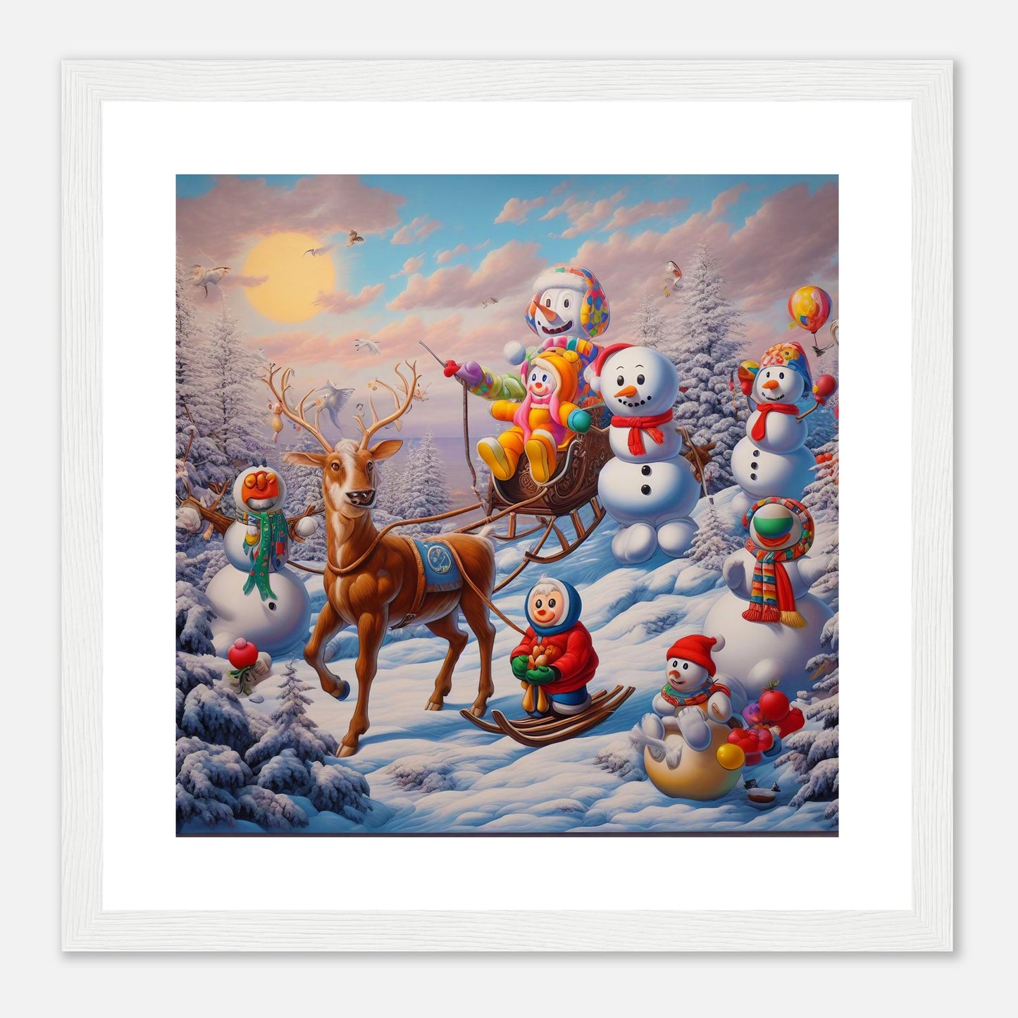 Wall Art - Winter 77 - Snowmen and a reindeer