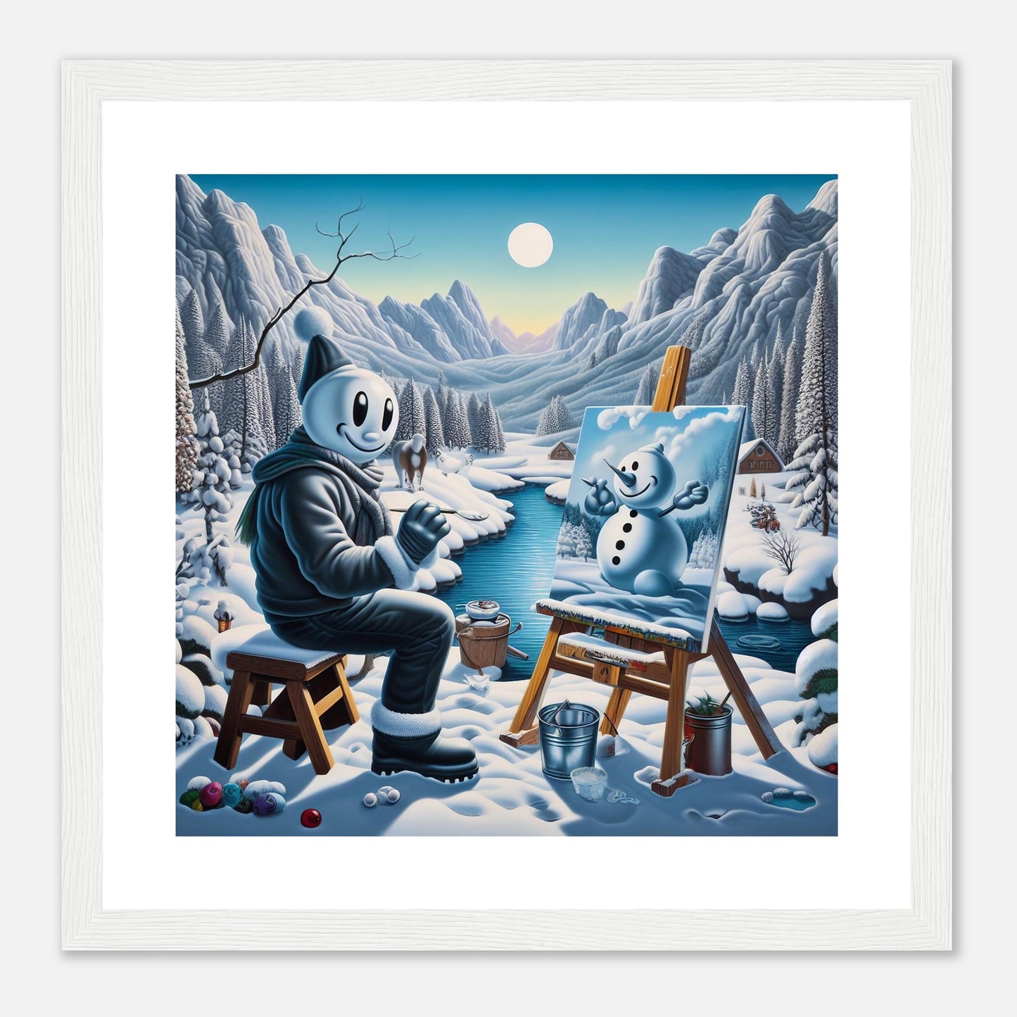 Wall Art - Winter 79 - Snowman by the river