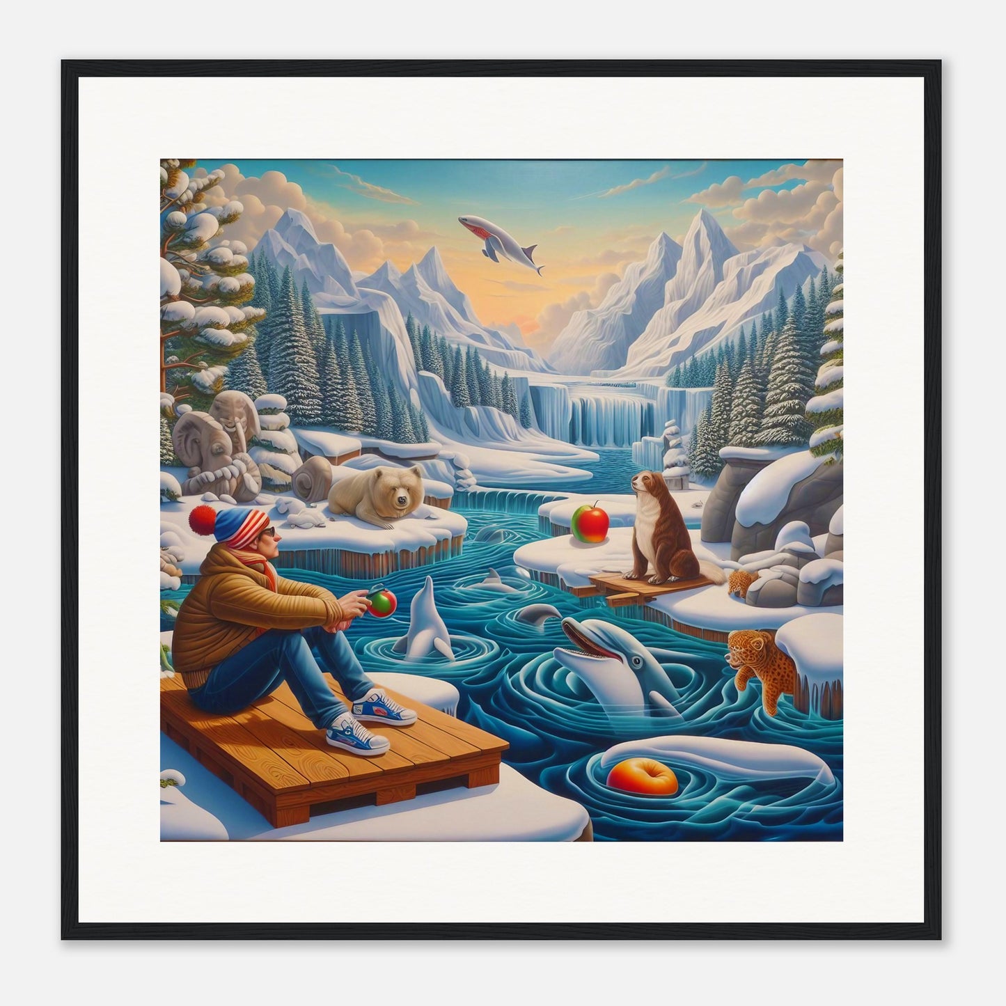 Wall Art - Winter 64 - Man by the river