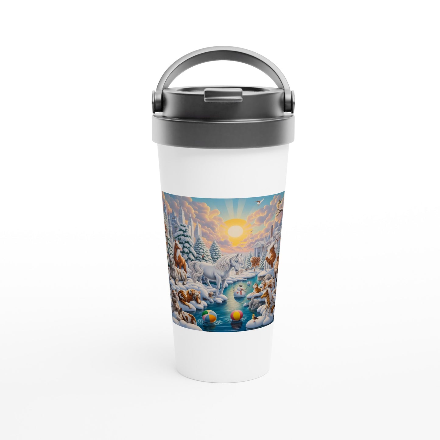 White 15oz Stainless Steel Travel Mug - Winter 66