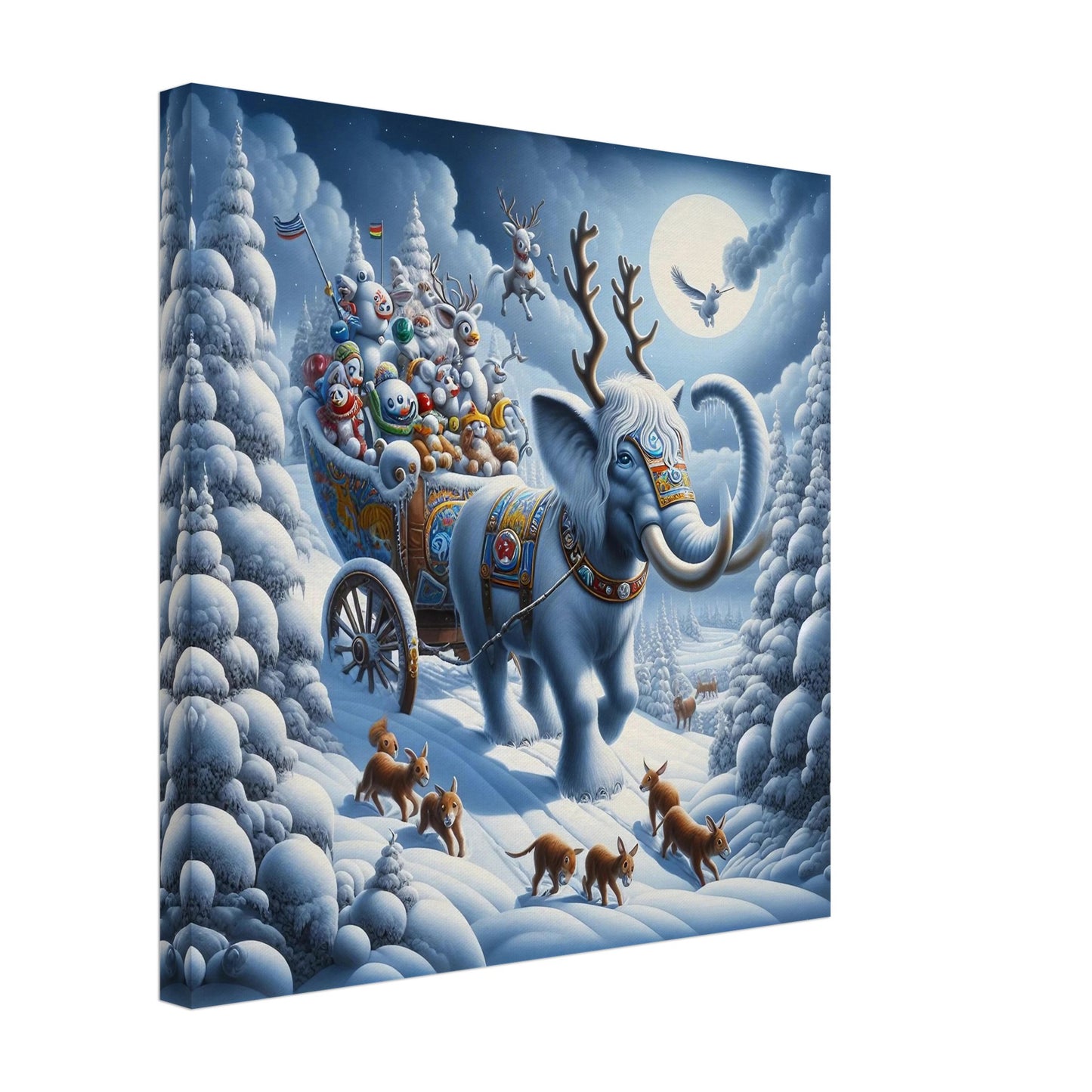 Wall art - Elephant in snow at night