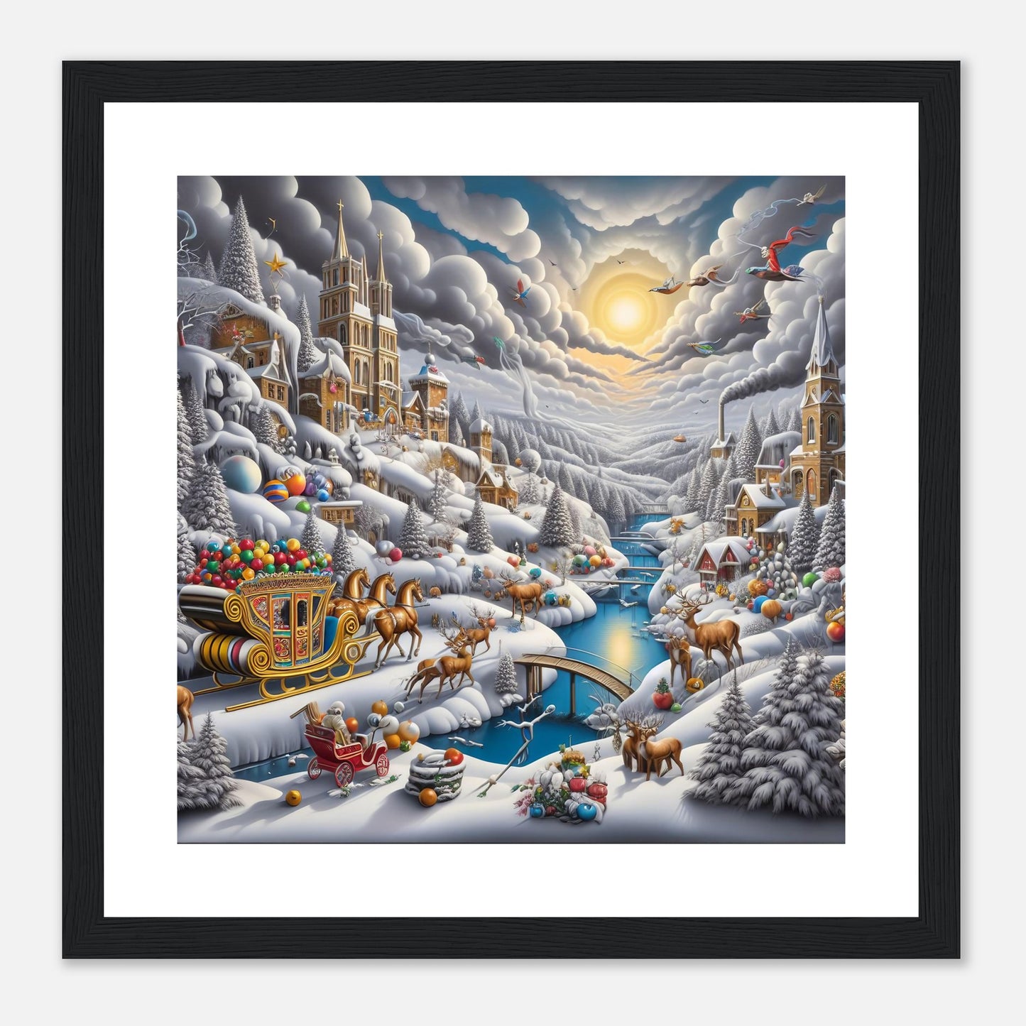 Wall Art - Winter 14 - Horses with snow sleigh