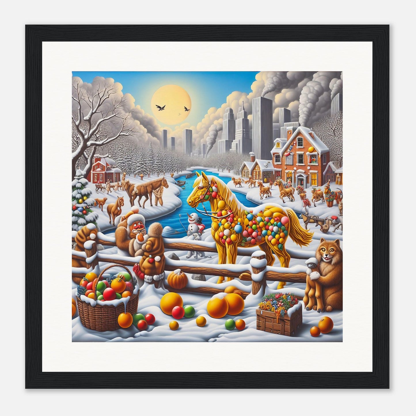 Wall Art - Winter 10 - Horse, Fruits, Houses and River