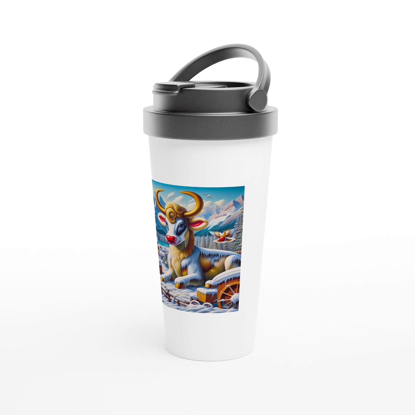 White 15oz Stainless Steel Travel Mug - Winter 70