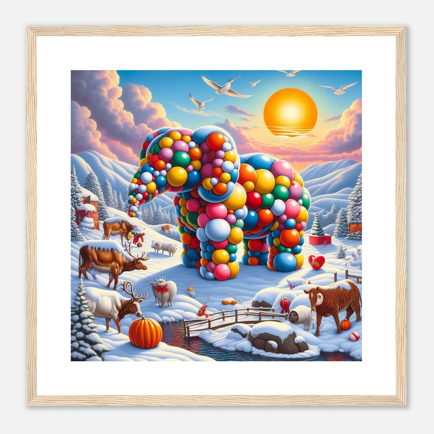 Wall Art - Winter 74 - Elephant and sun