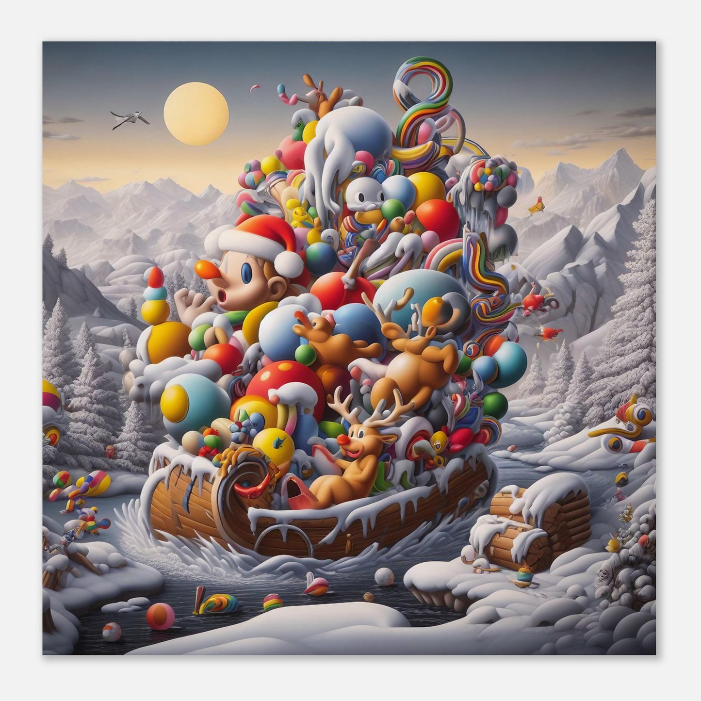 Wall Art - Winter 59 - Boy, Sleigh, Toys