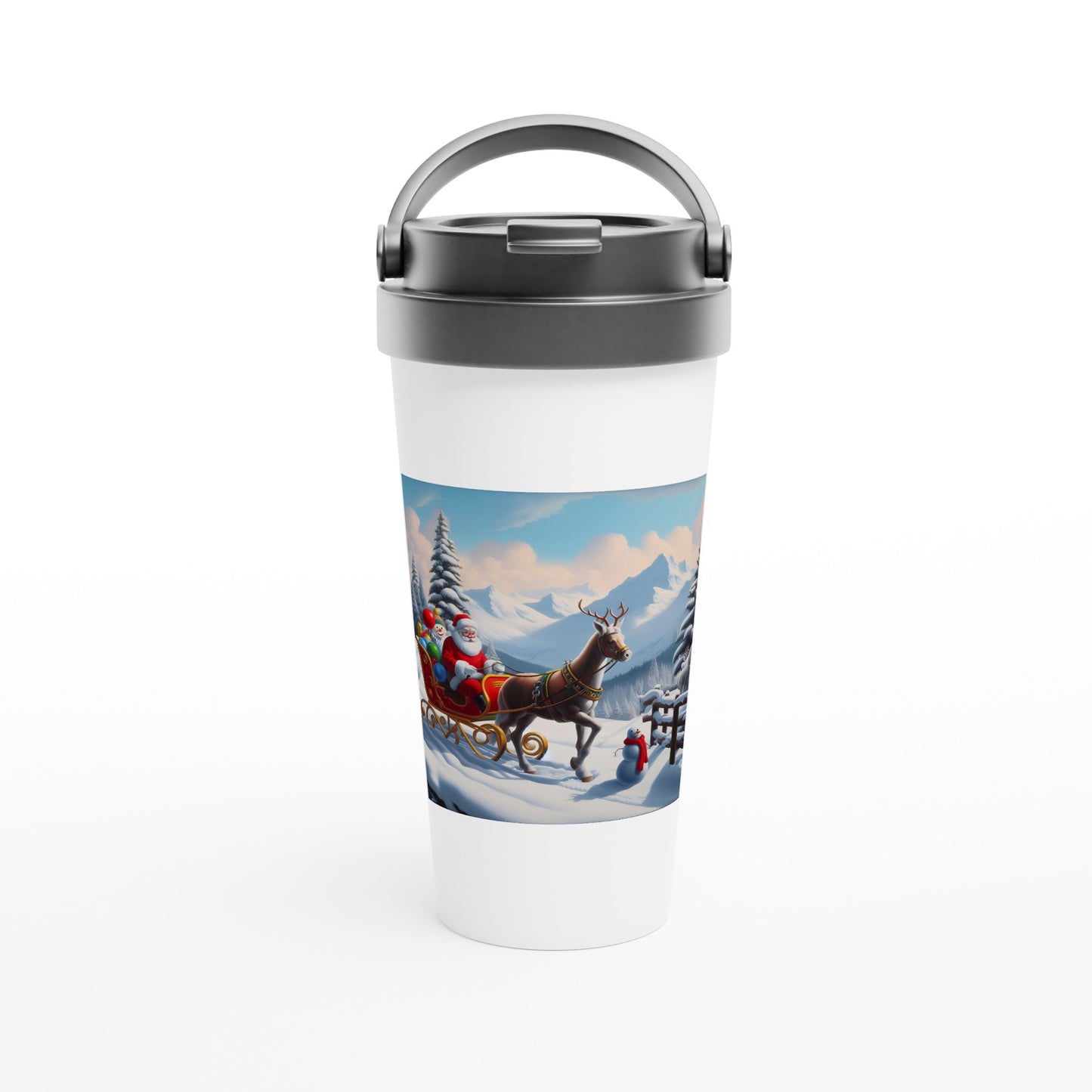 White 15oz Stainless Steel Travel Mug - Winter 125