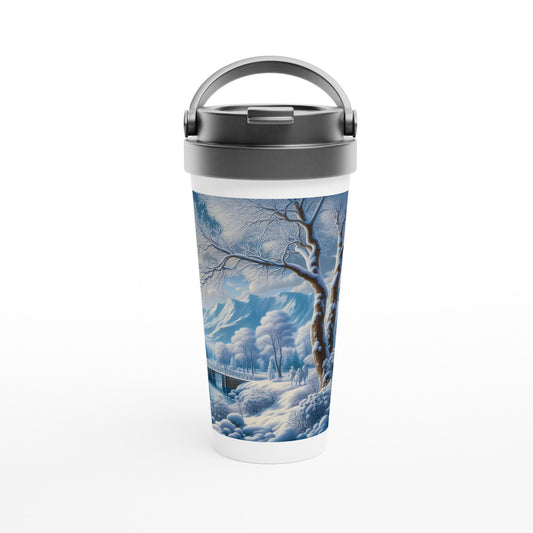 White 15oz Stainless Steel Travel Mug - Winter 175