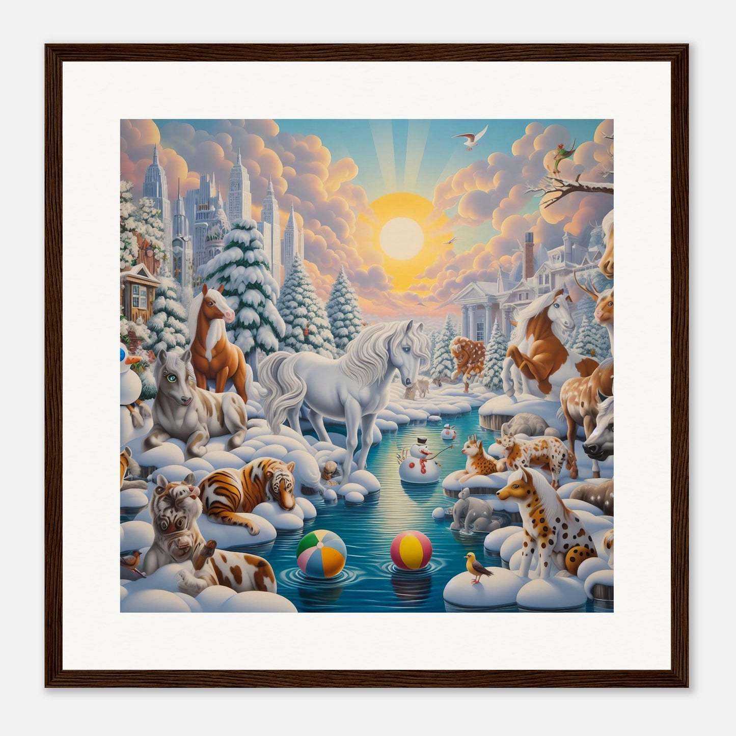 Wall Art - Winter 66 - Horses by the river