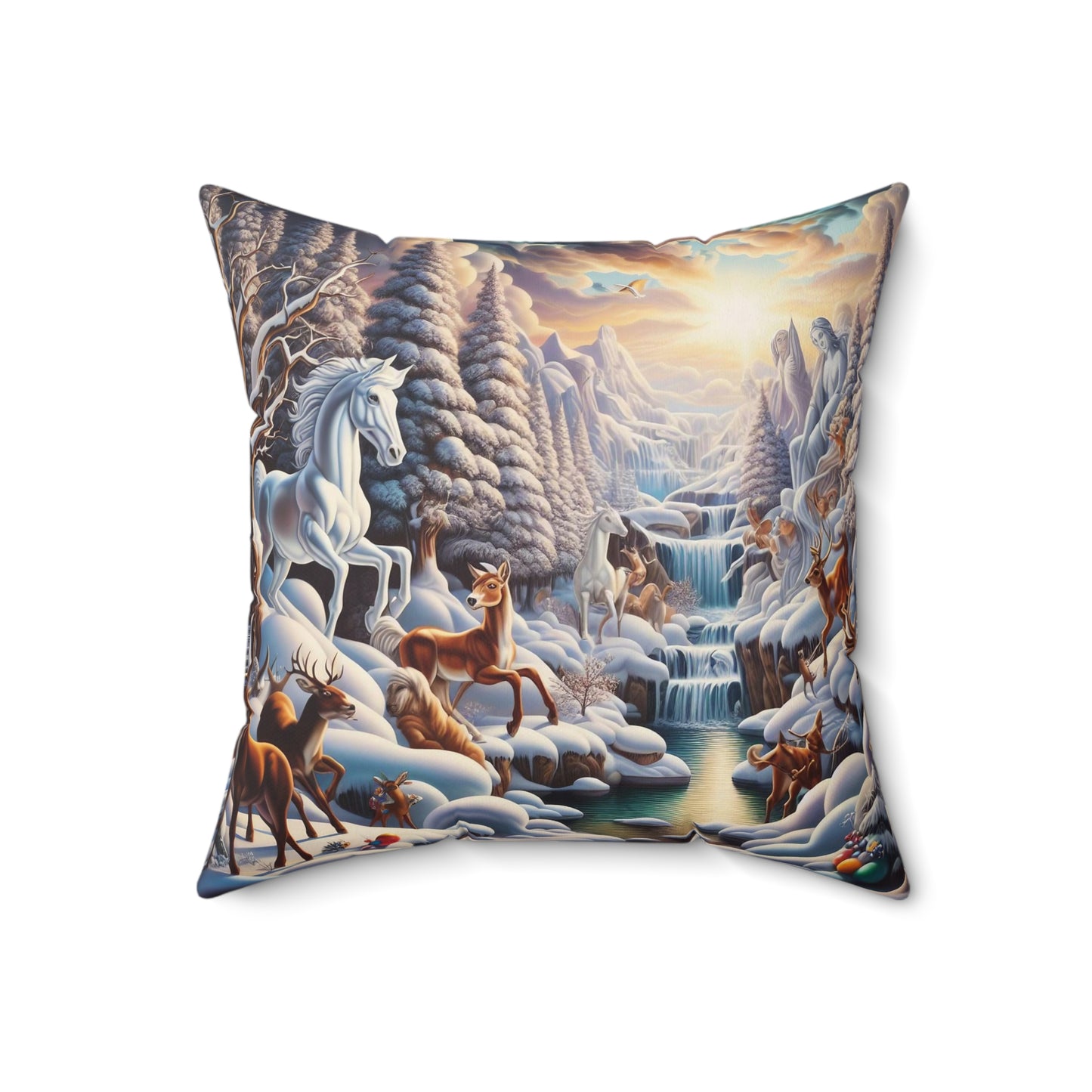 Spun Polyester Square Pillow - Winter 116