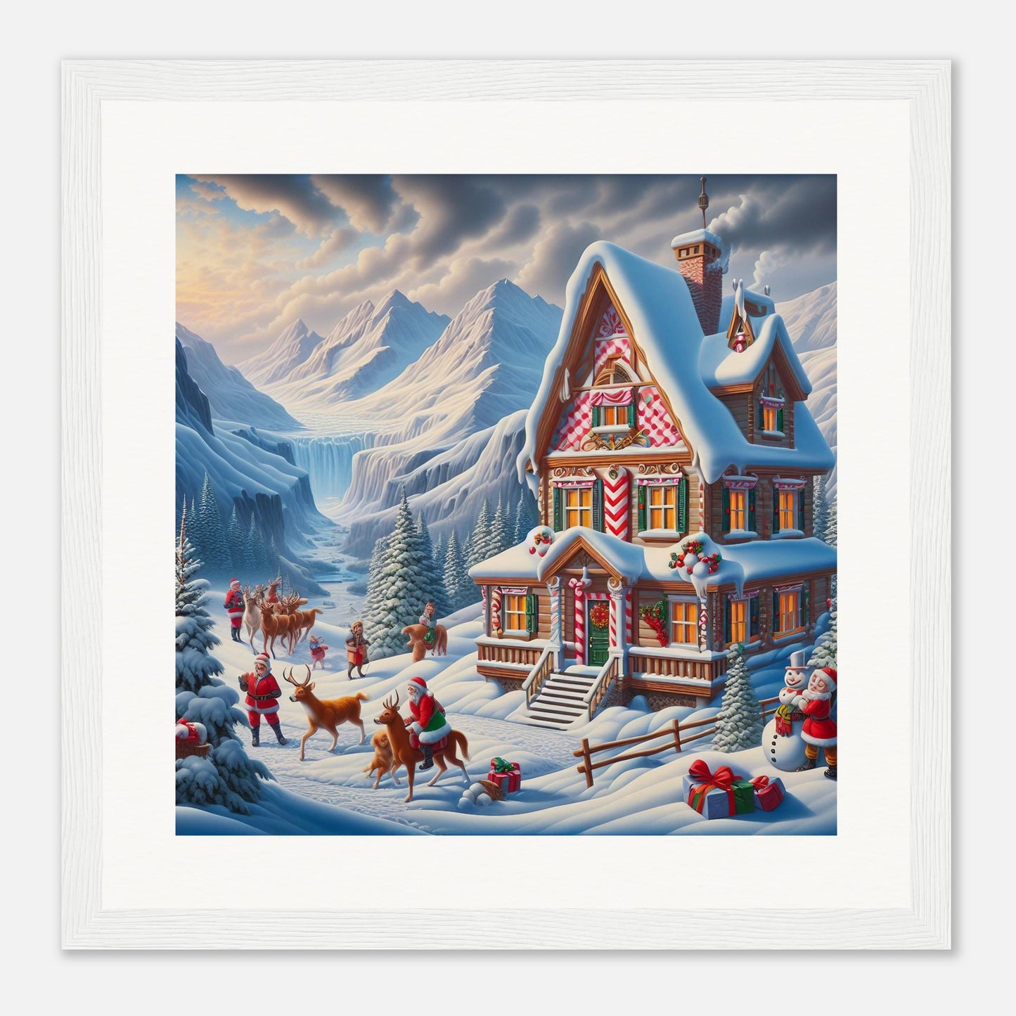 Wall Art - Winter 56 - Cottage and deer