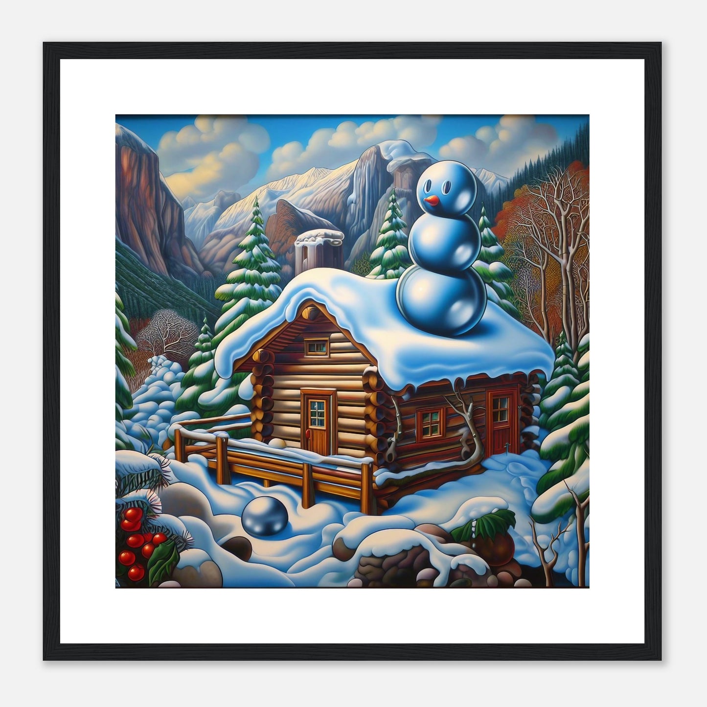 Wall Art - Winter 22 - Snowman on rooftop