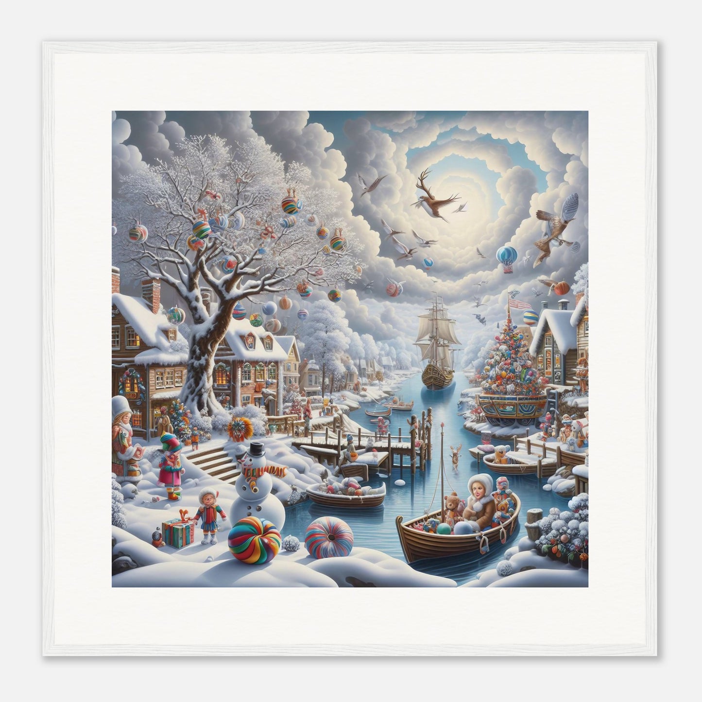 Wall Art - Winter 45 - Snowman and a sailing ship