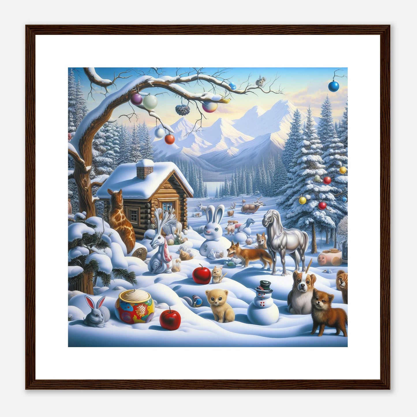 Wall Art - Winter 48 - Rabbit and a fox