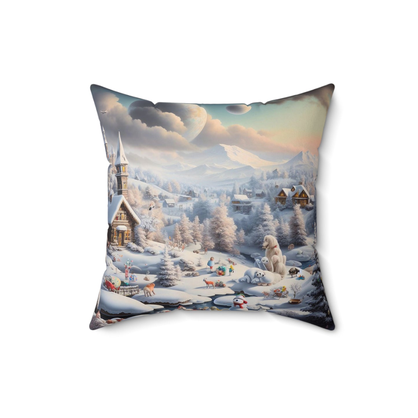 Spun Polyester Square Pillow - Winter 104