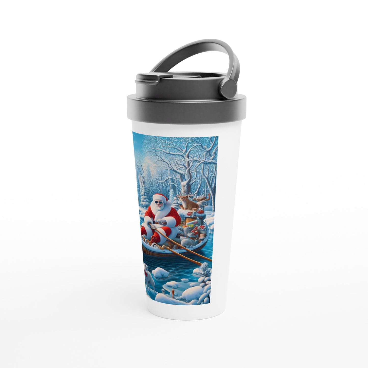 White 15oz Stainless Steel Travel Mug - Winter 162