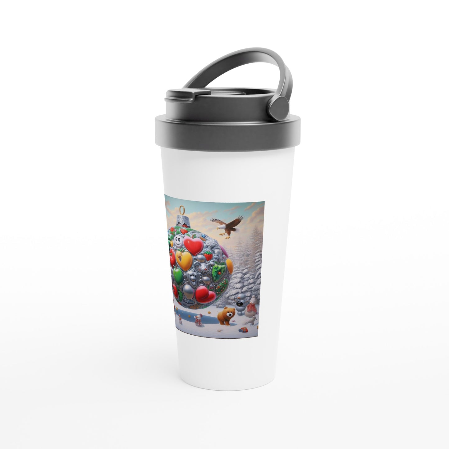 White 15oz Stainless Steel Travel Mug - Winter 67