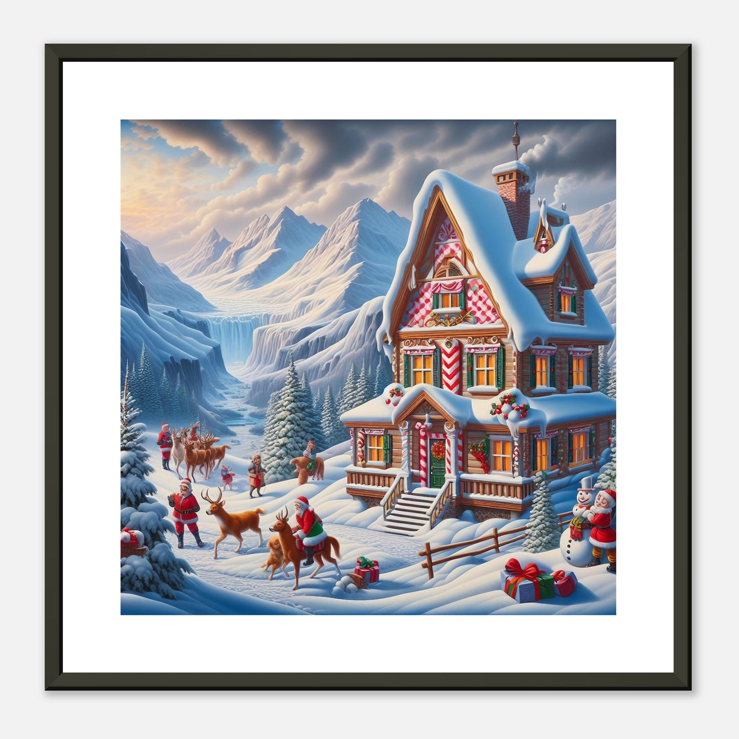 Wall Art - Winter 56 - Cottage and deer