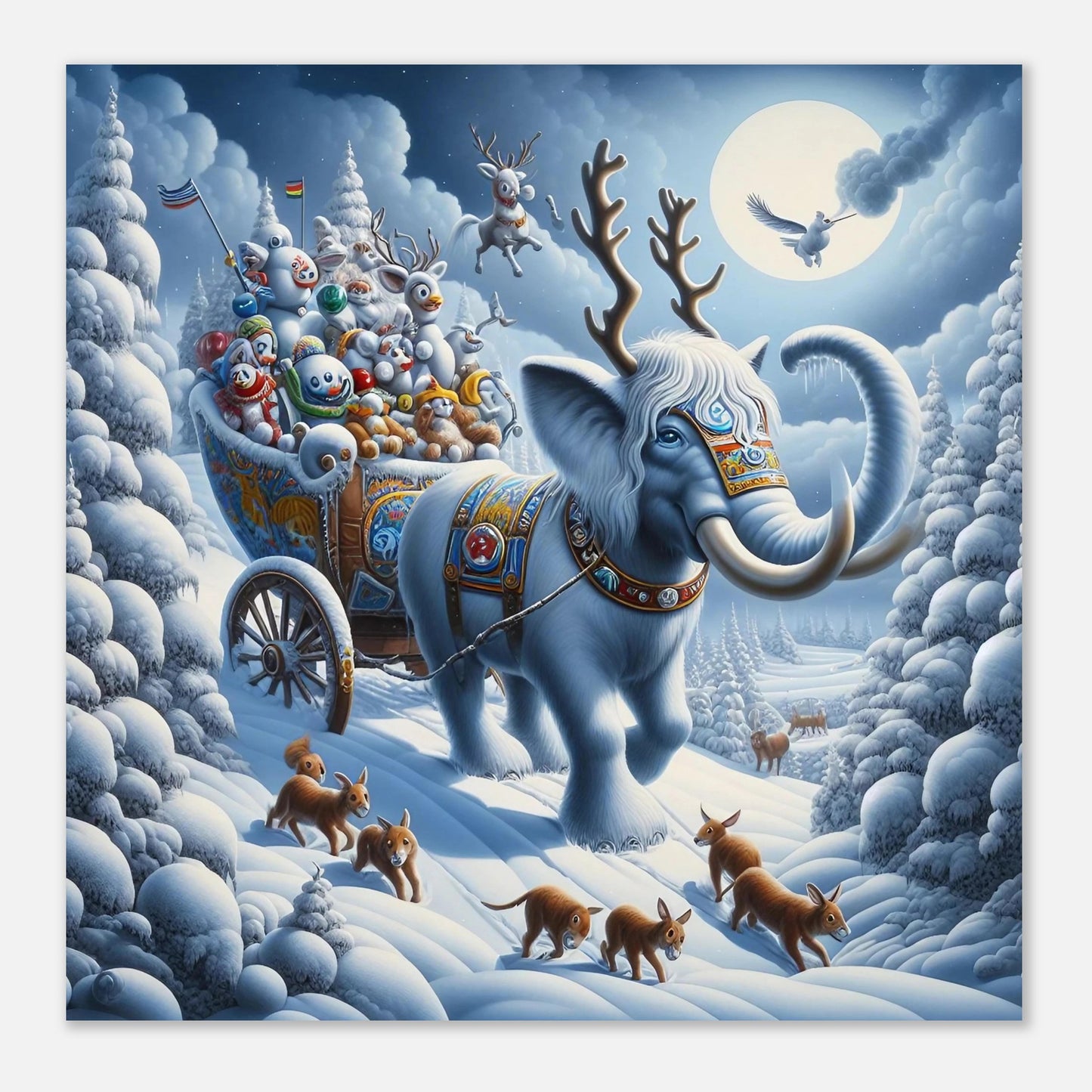 Wall art - Elephant in snow at night