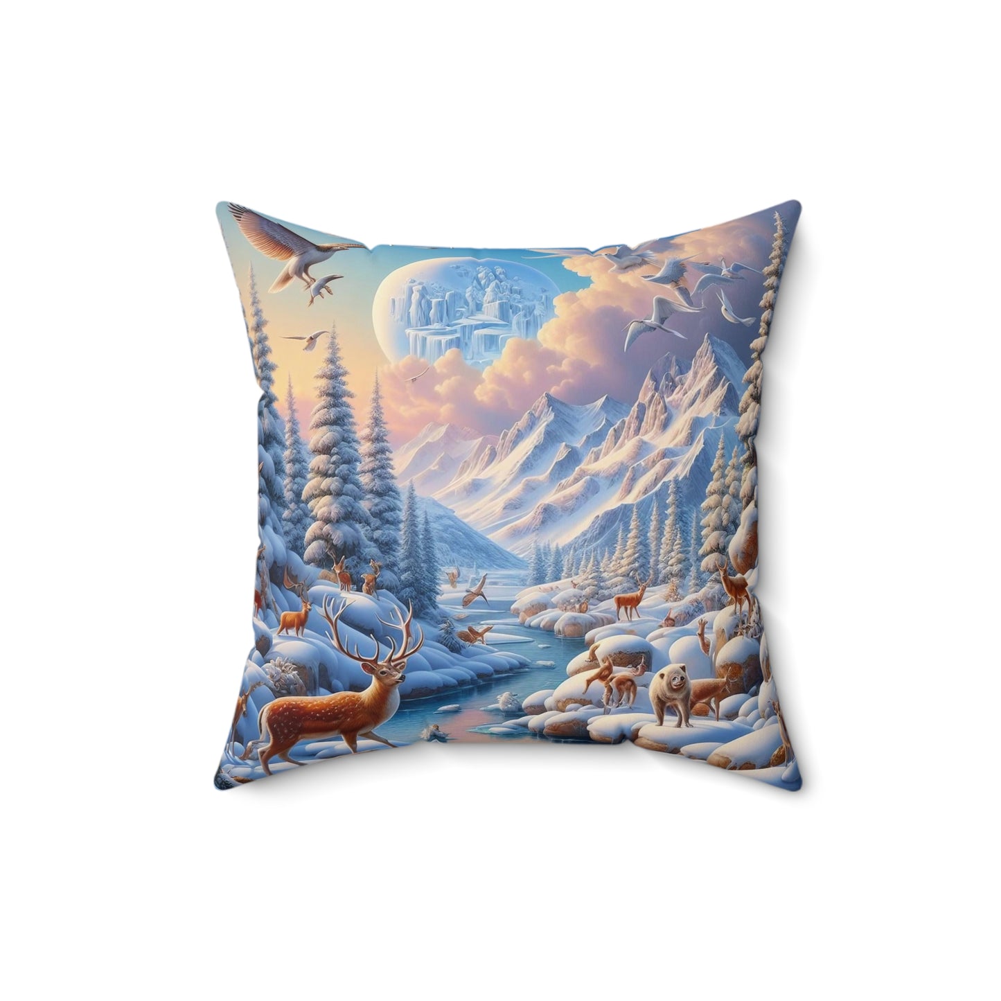 Spun Polyester Square Pillow - Winter 215