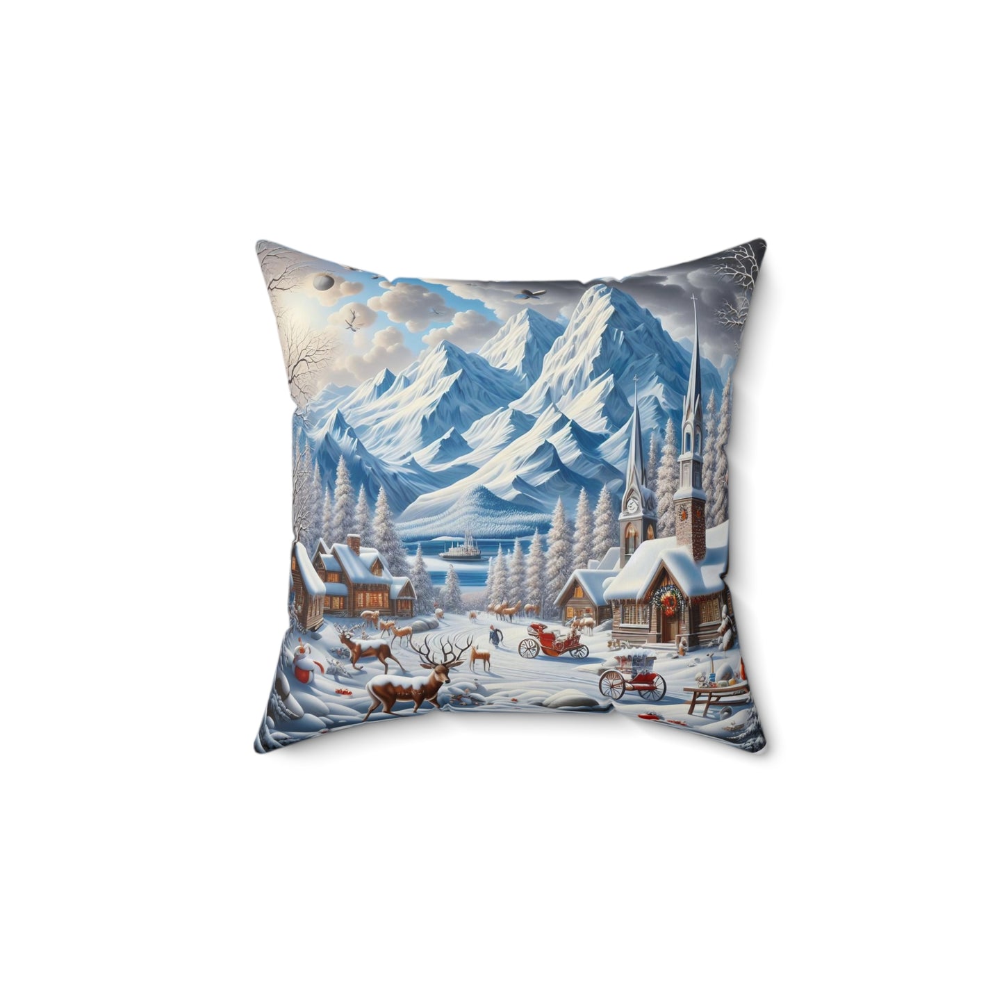 Spun Polyester Square Pillow - Winter 129