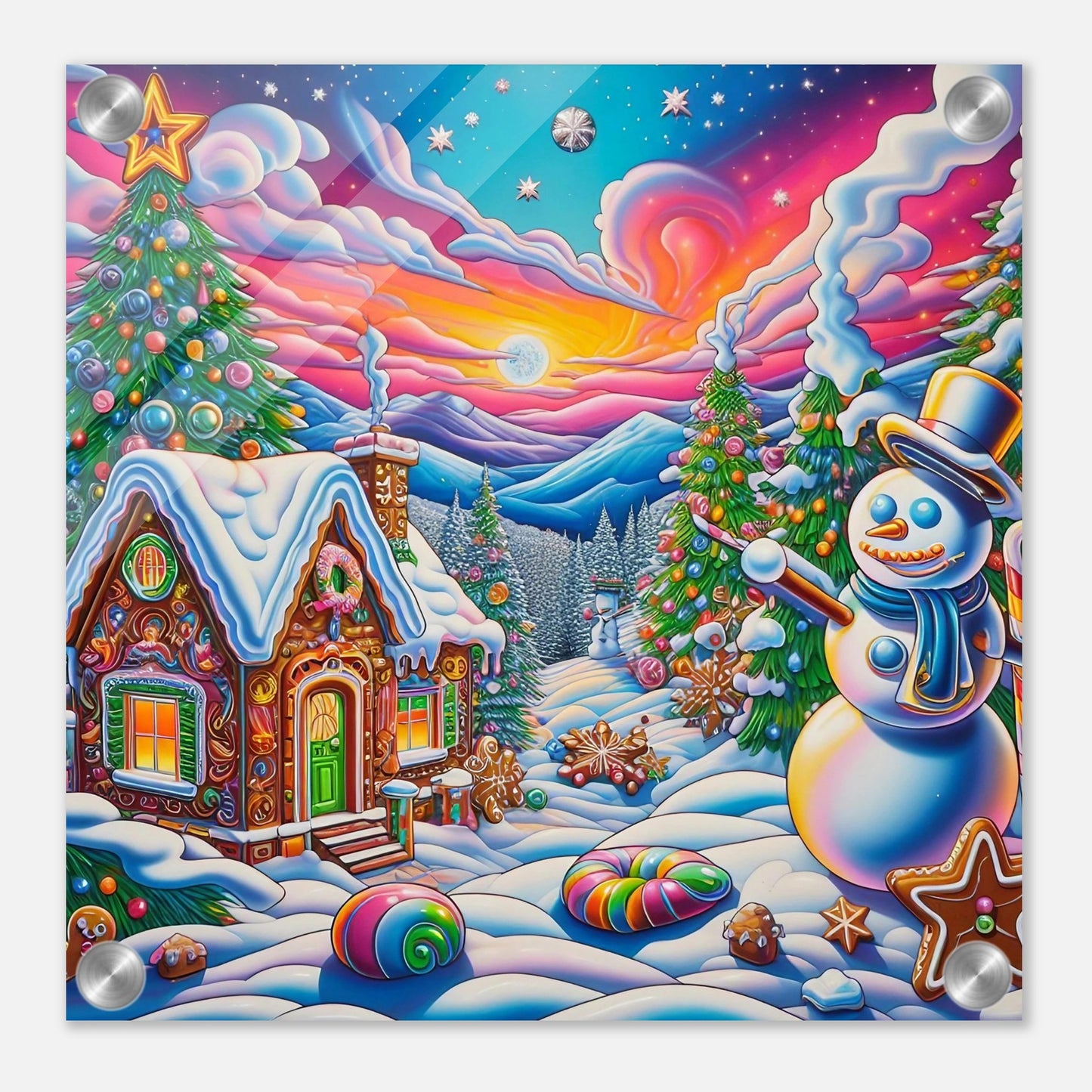 Wall art - Snowman and Gingerbread House