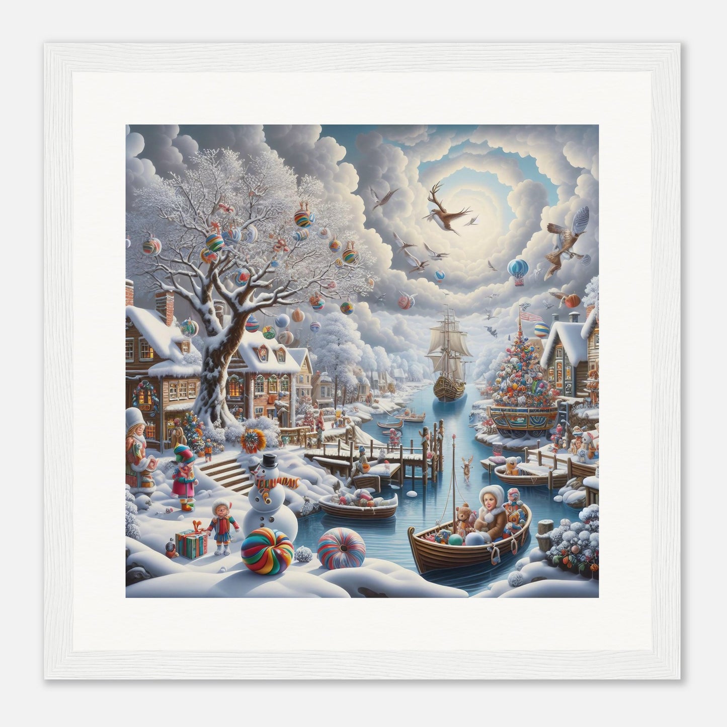 Wall Art - Winter 45 - Snowman and a sailing ship