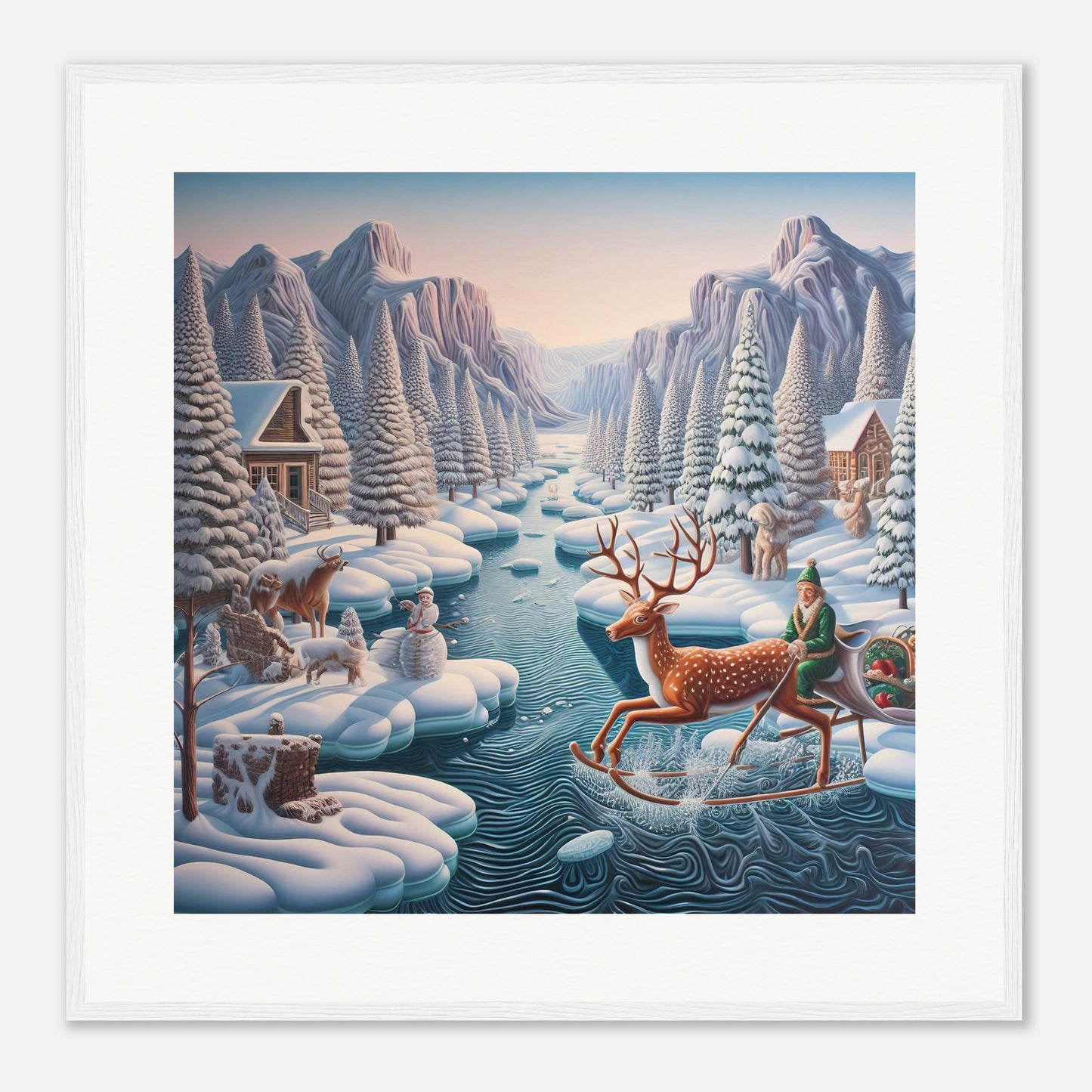 Wall Art - Winter 28 - Deer and Elf