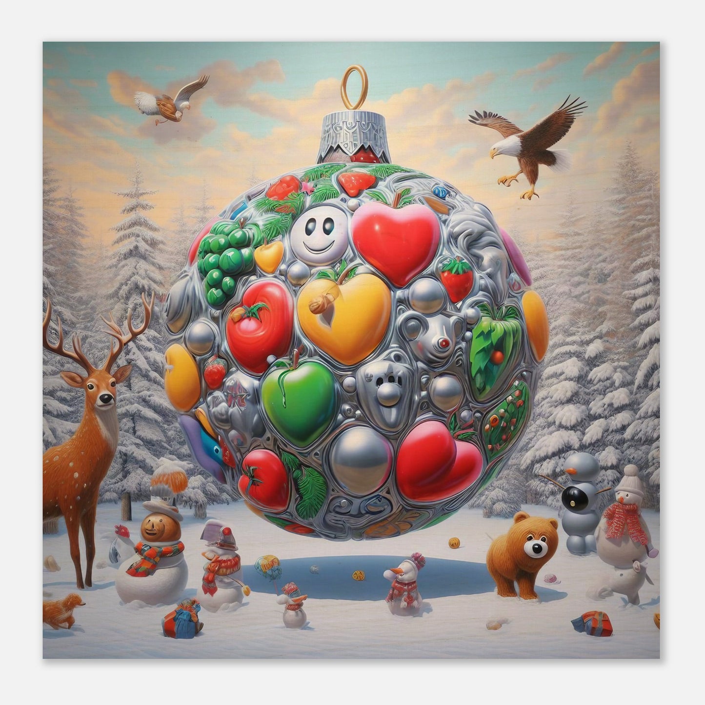 Wall Art - Winter 67 - Christmas ornament and a deer