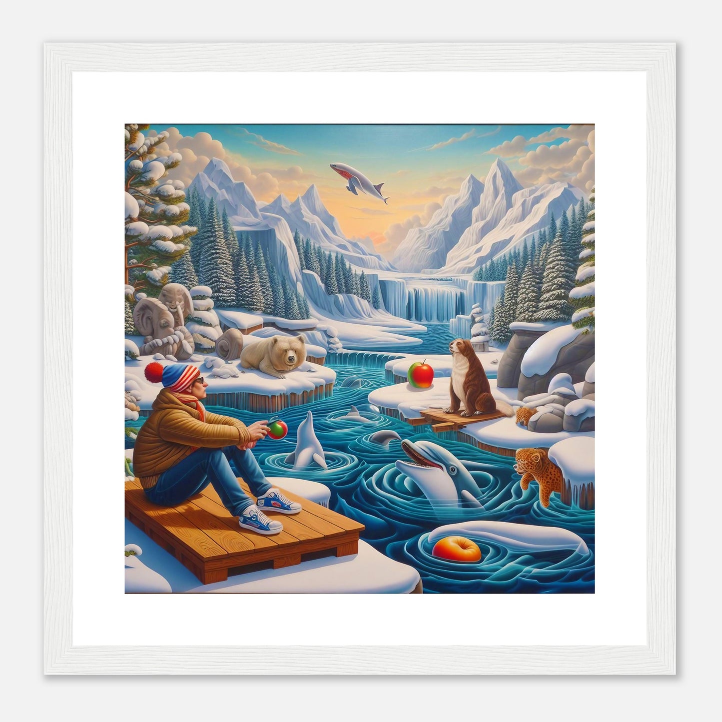 Wall Art - Winter 64 - Man by the river