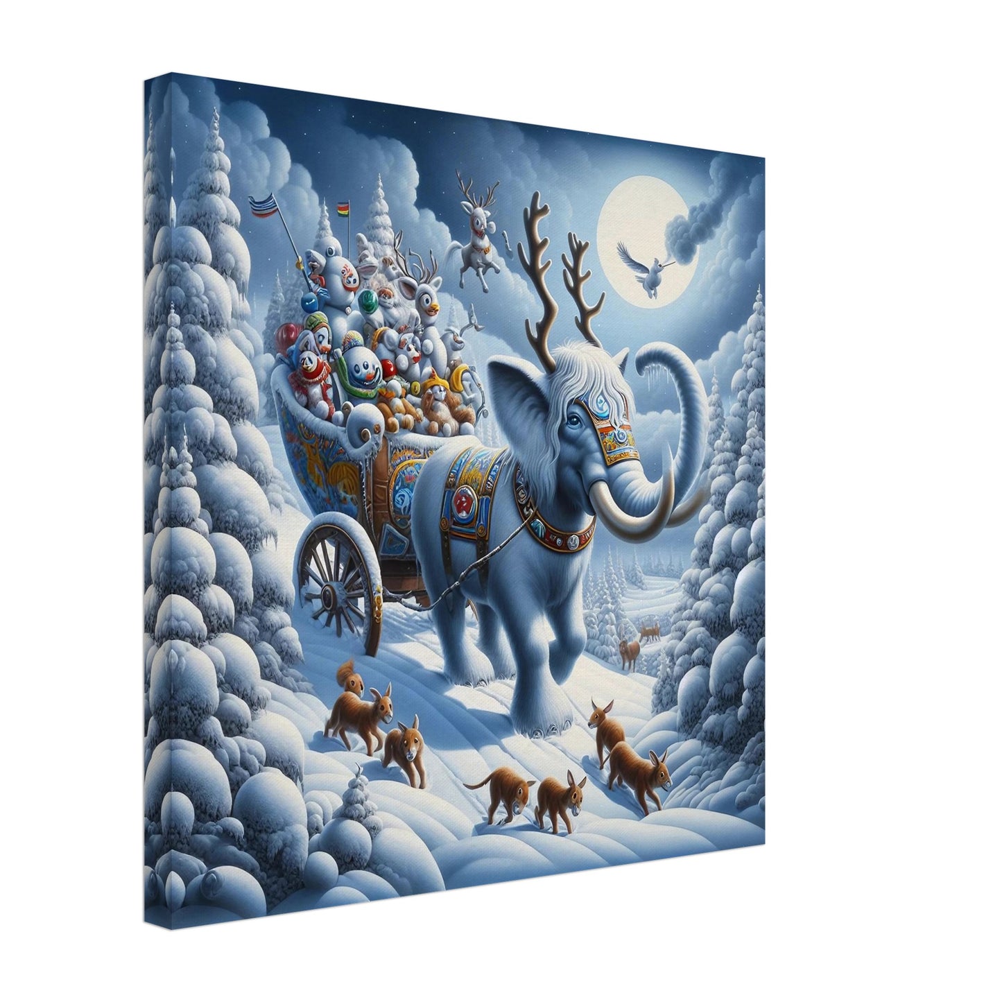 Wall art - Elephant in snow at night