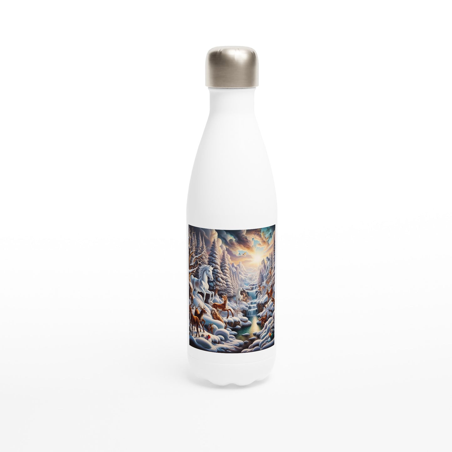 White 17oz Stainless Steel Water Bottle - Winter 116