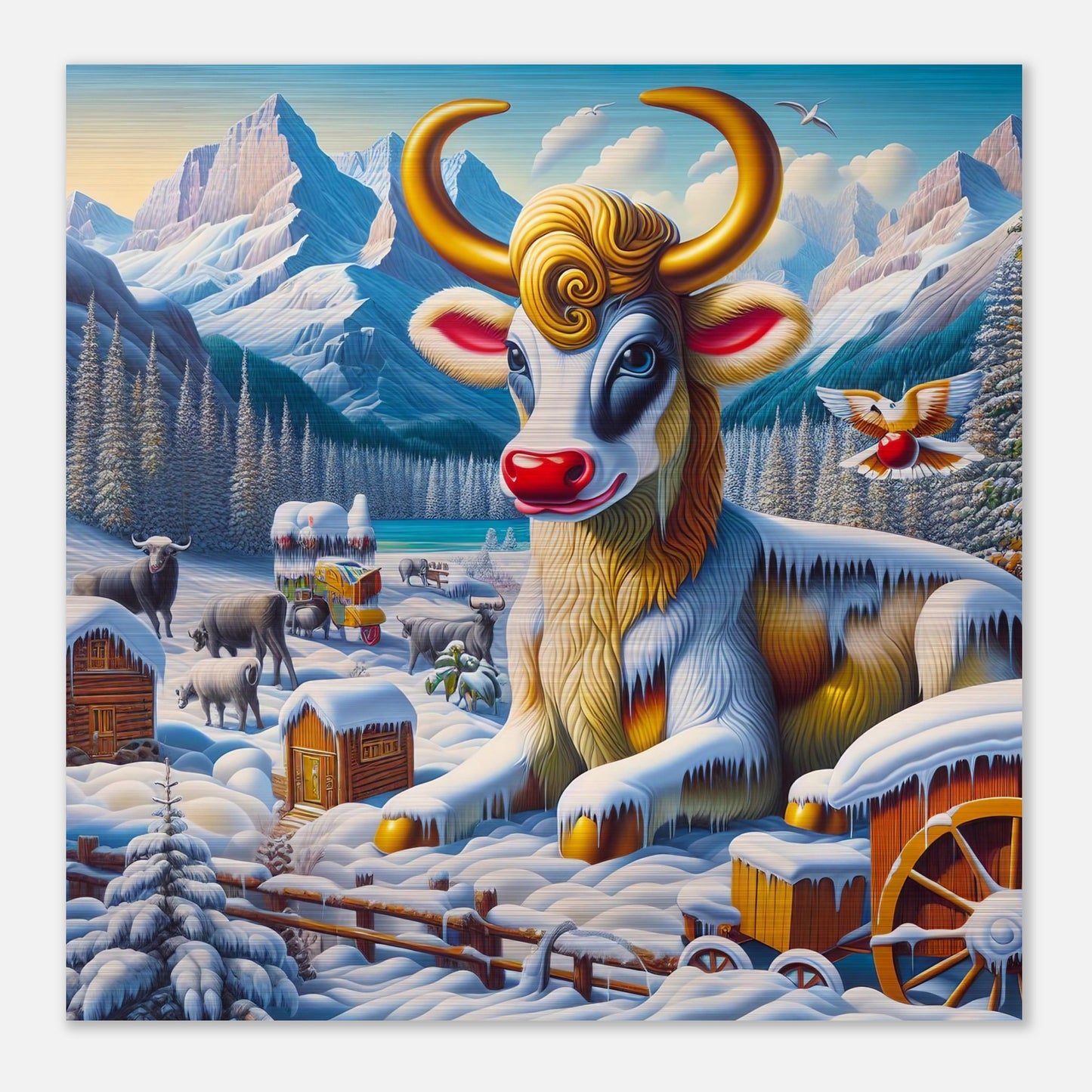 Wall Art - Winter 70 - Sitting cow