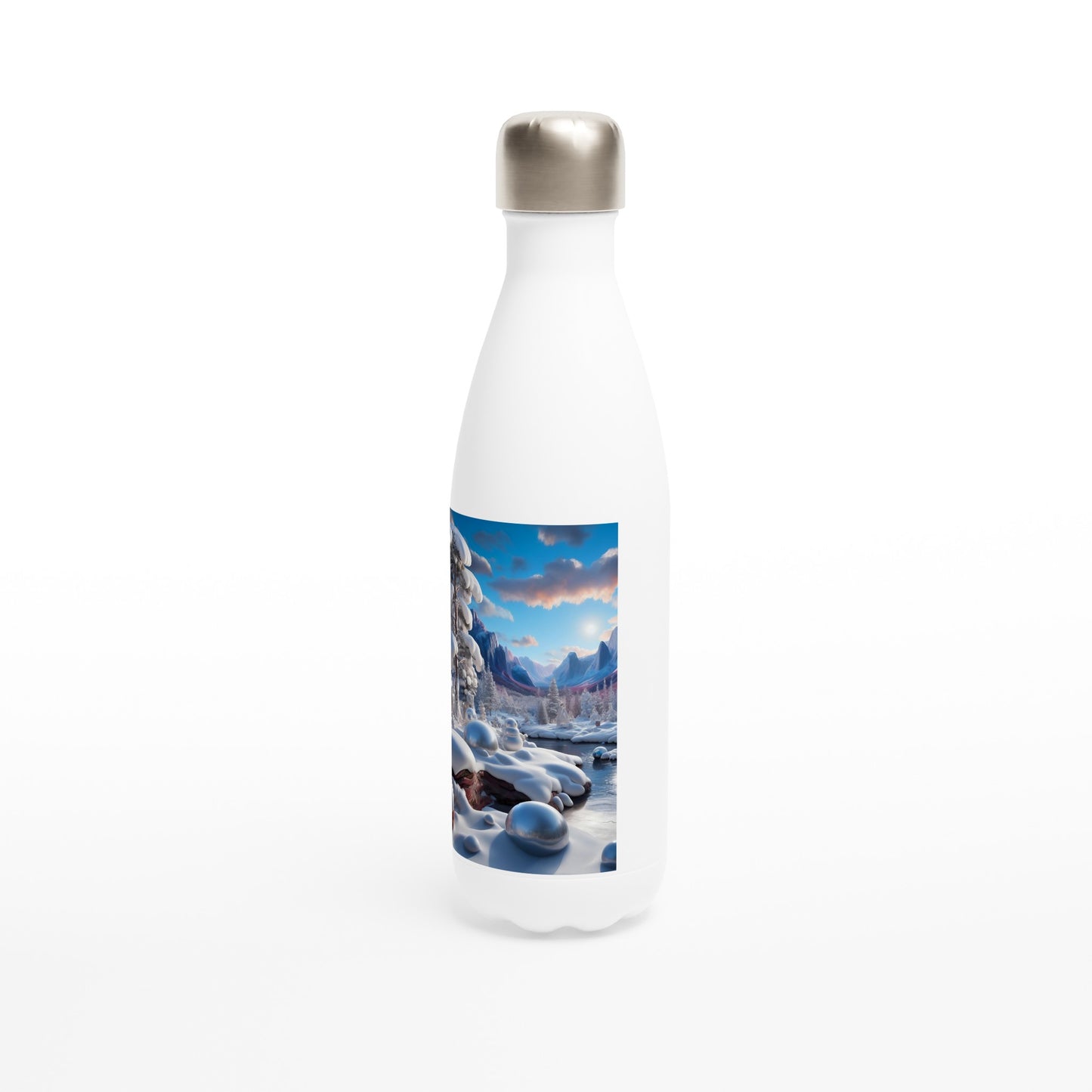 White 17oz Stainless Steel Water Bottle - Winter 156