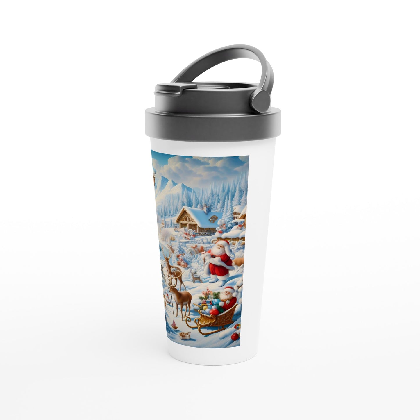 White 15oz Stainless Steel Travel Mug - Winter 172
