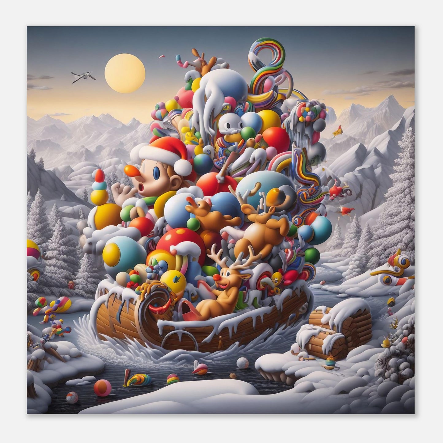 Wall Art - Winter 59 - Boy, Sleigh, Toys