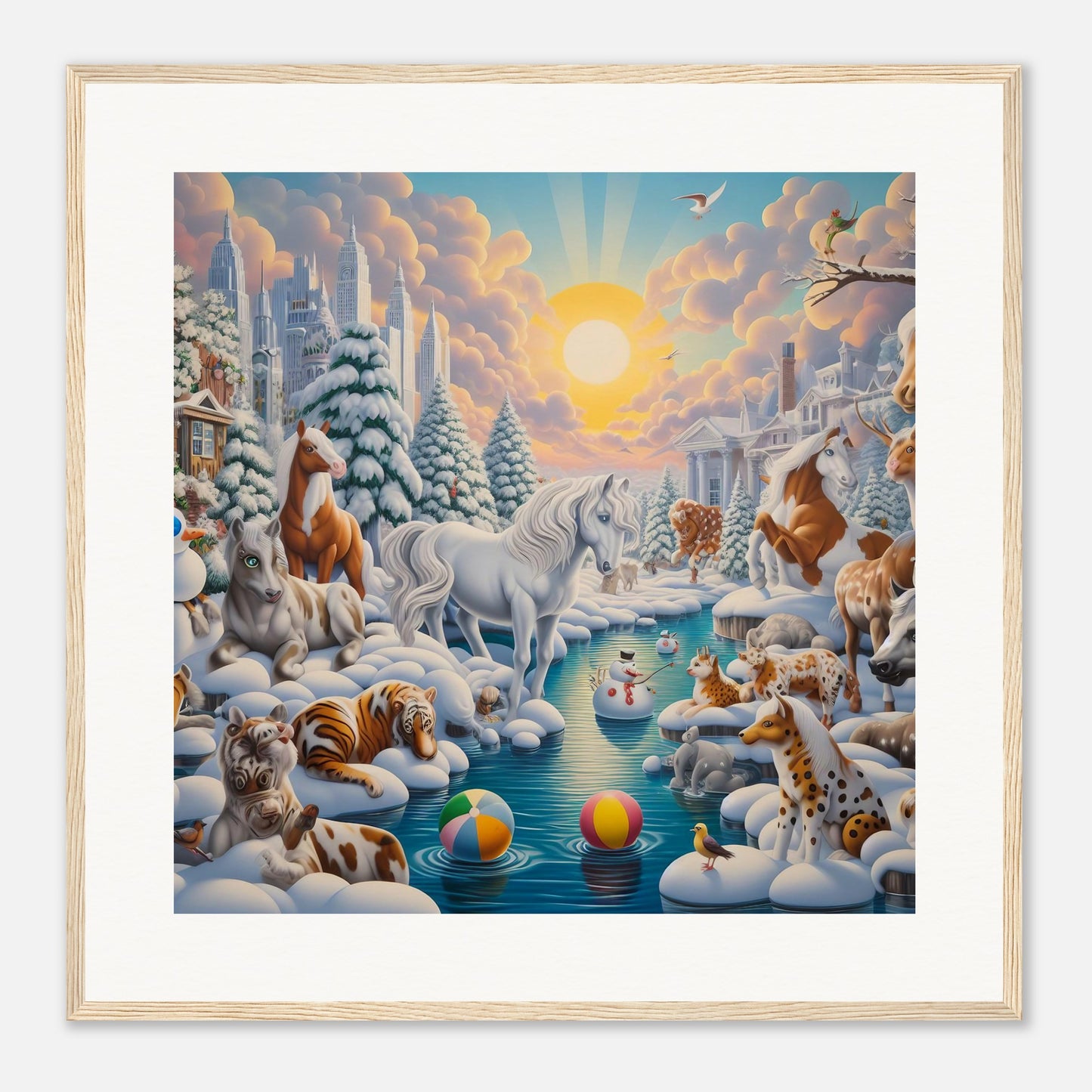 Wall Art - Winter 66 - Horses by the river