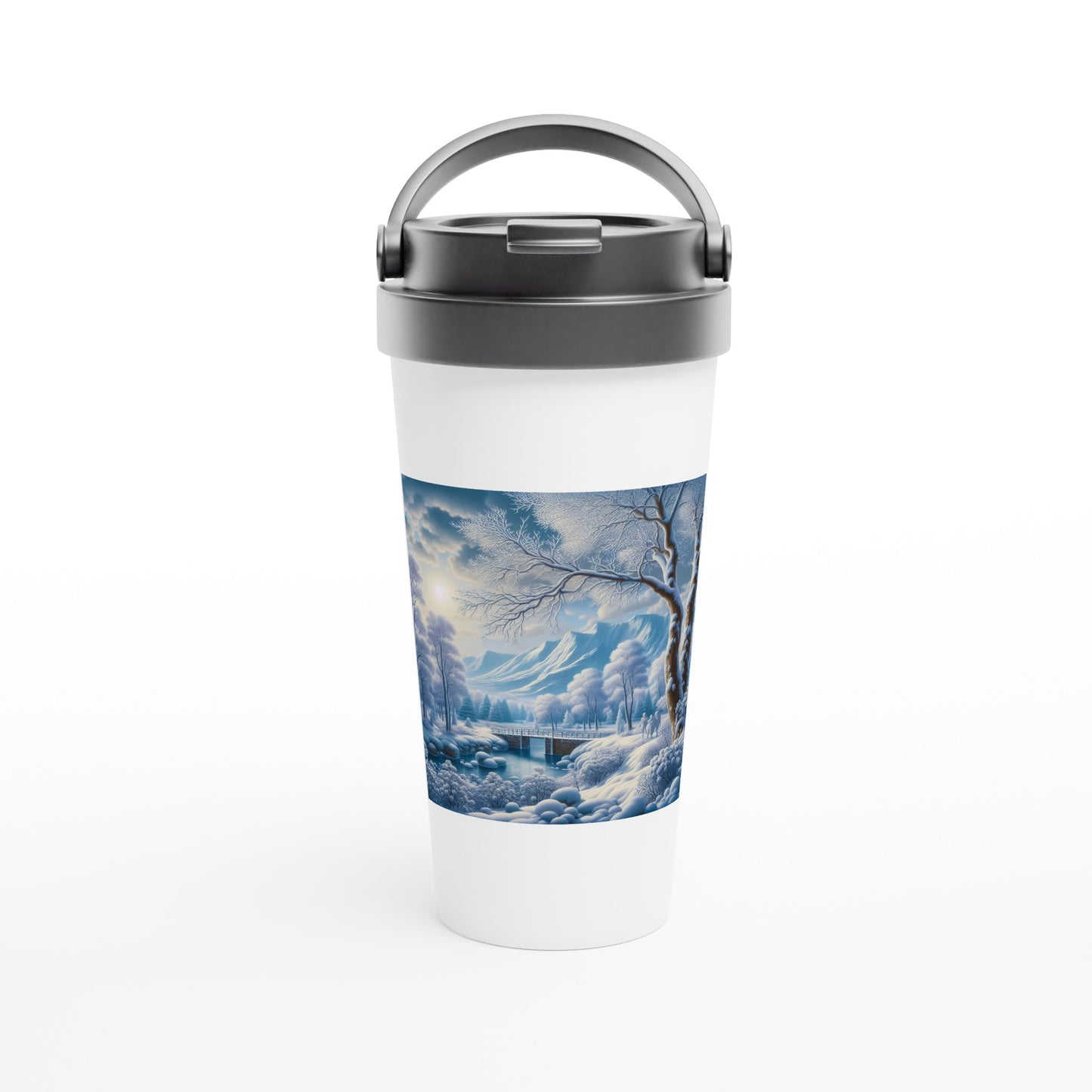 White 15oz Stainless Steel Travel Mug - Winter 175