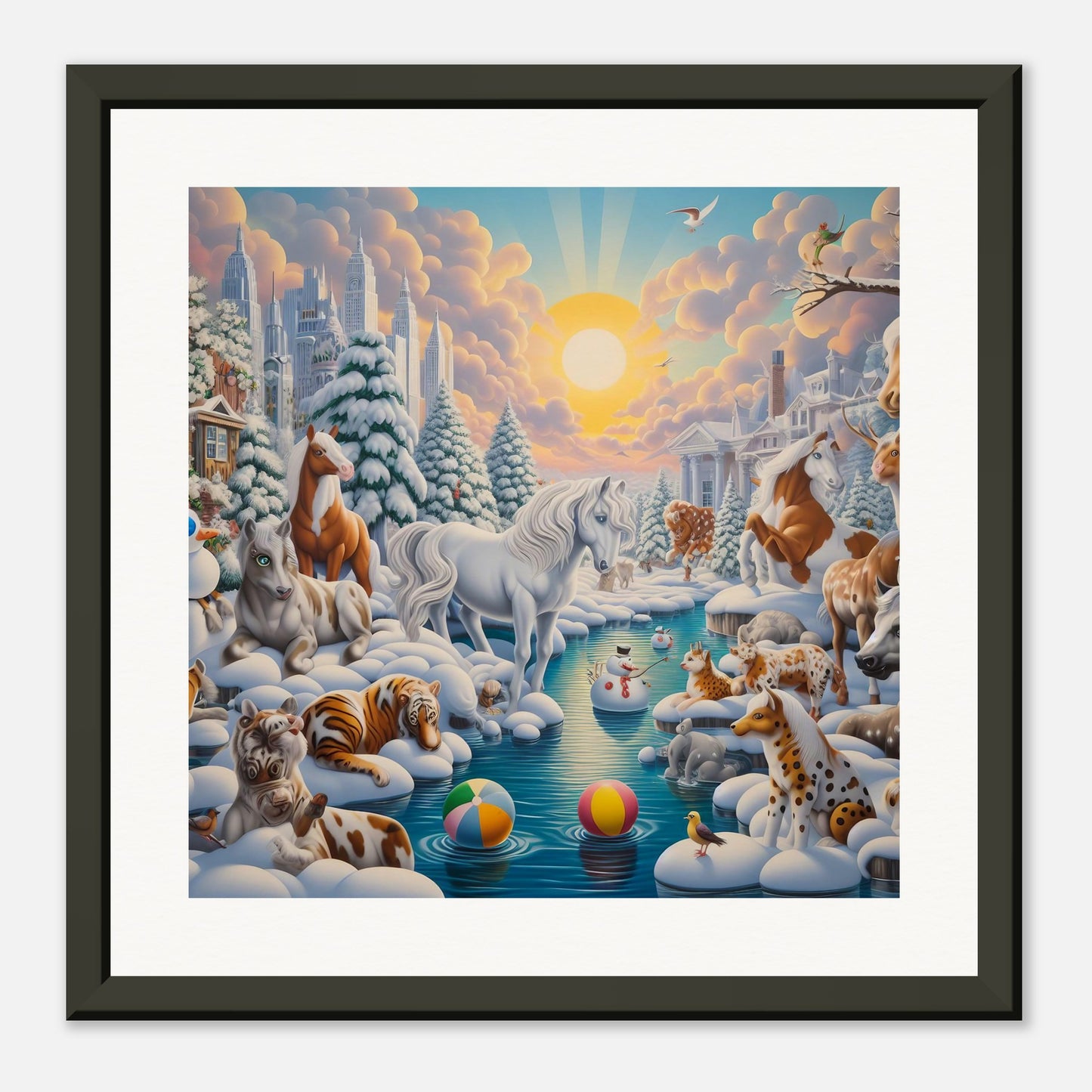 Wall Art - Winter 66 - Horses by the river