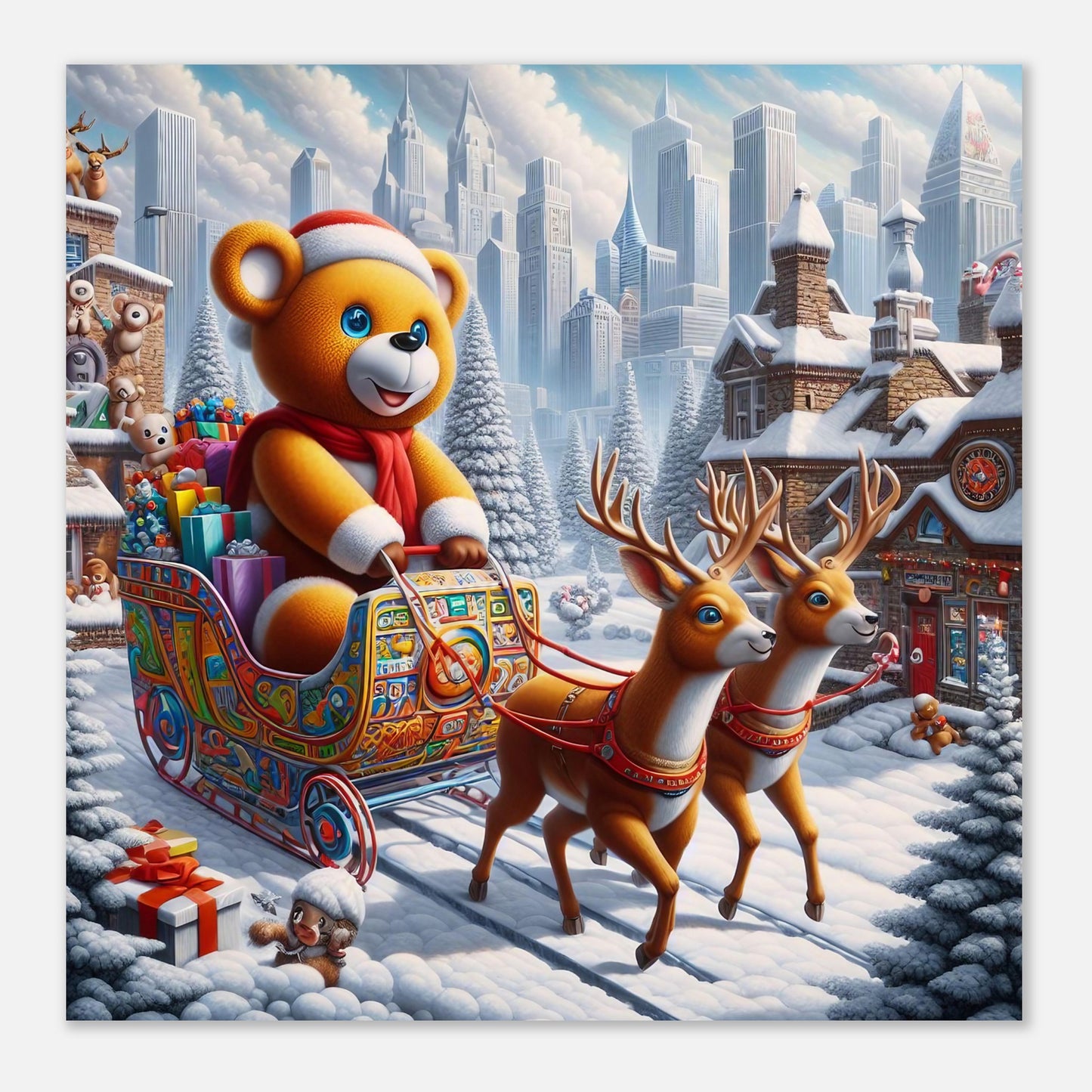 Wall Art - Winter 46 - Bear and reindeer