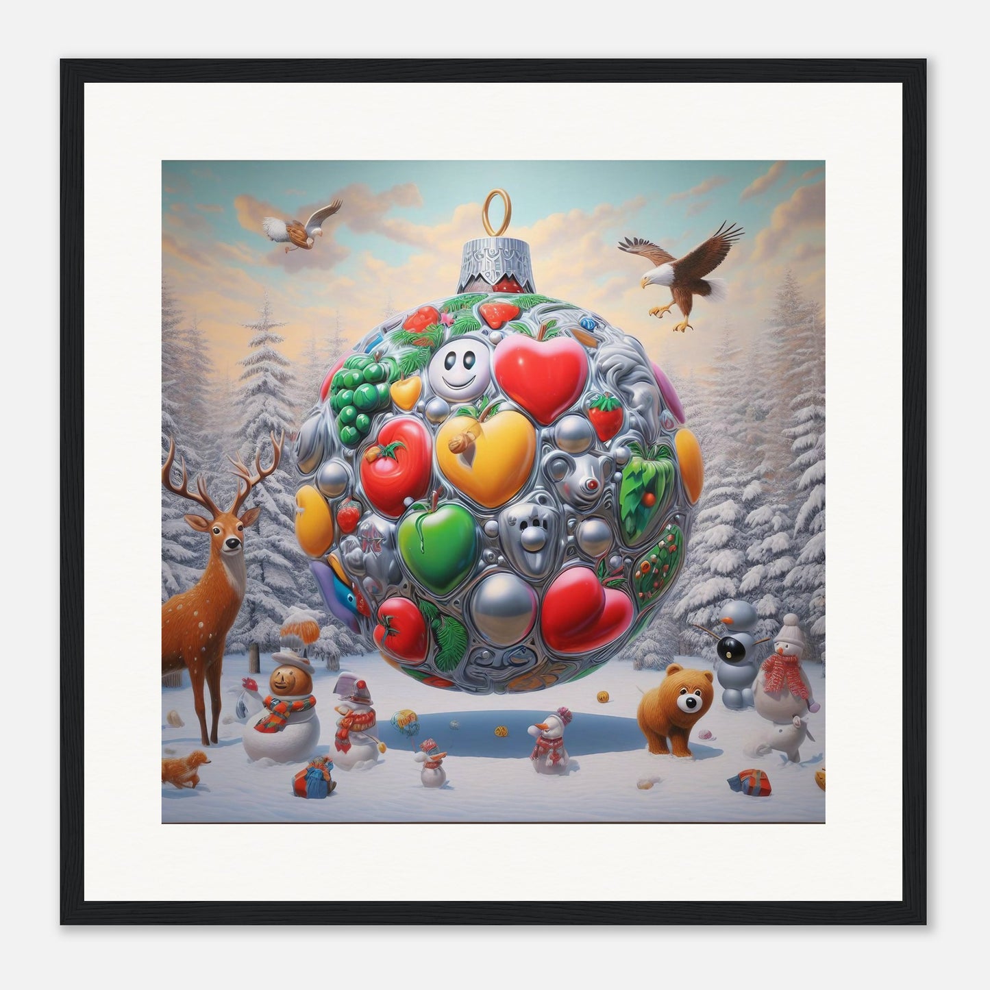Wall Art - Winter 67 - Christmas ornament and a deer