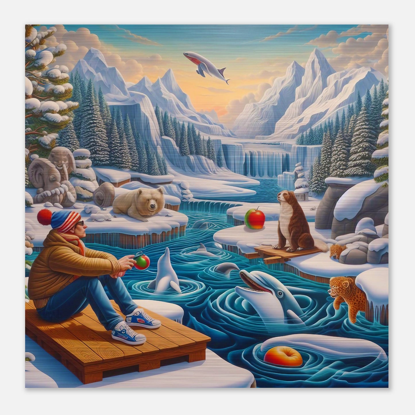 Wall Art - Winter 64 - Man by the river