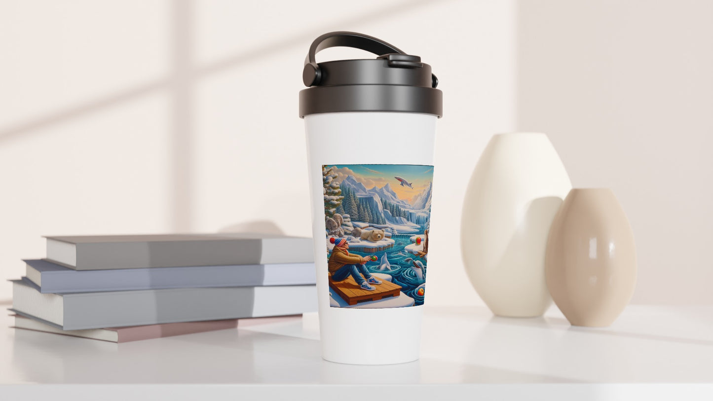 White 15oz Stainless Steel Travel Mug - Winter 64