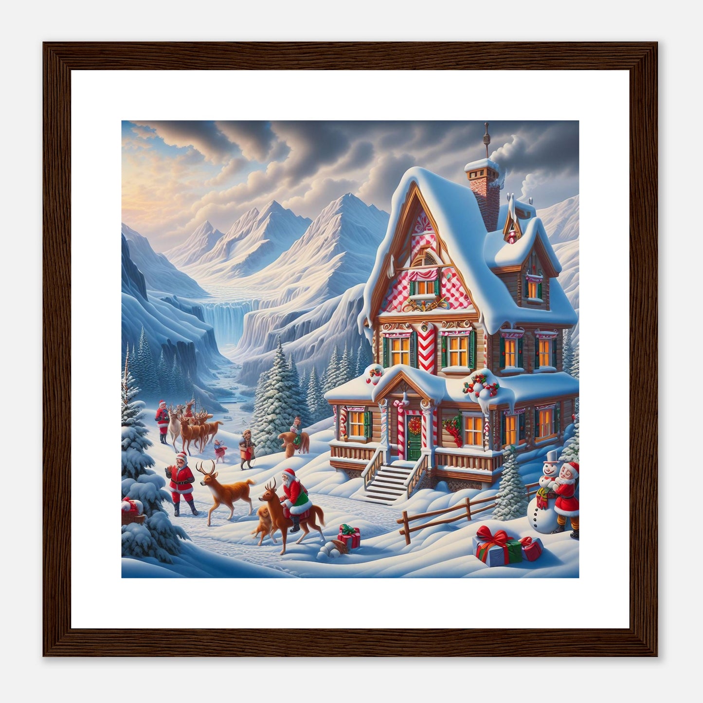 Wall Art - Winter 56 - Cottage and deer