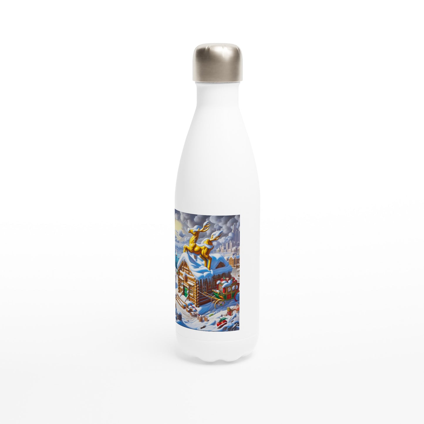 White 17oz Stainless Steel Water Bottle - Winter 238